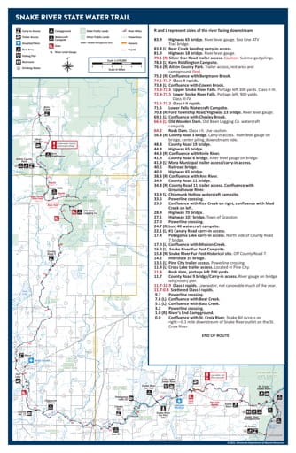 Water Trail Map and Guide to the Snake River in Minnesota. Published by the Minnesota Department of Natural Resources (MNDNR).