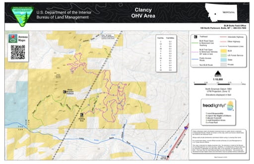 map of Clancy - Off-Highway-Vehicle Trails Map