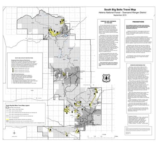 Motor Vehicle Use Map (MVUM) of South Big Belts in Townsend Ranger District in Helena-Lewis and Clark National Forest (NF). Published by the U.S. Forest Service (USFS).