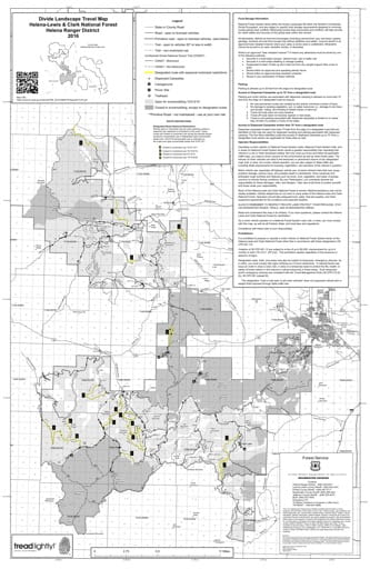 Motor Vehicle Use Map (MVUM) of Divide Landscape in Helena Ranger District in Helena-Lewis and Clark National Forest (NF). Published by the U.S. Forest Service (USFS).