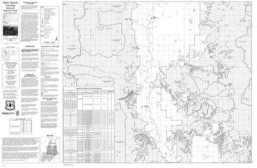 Motor Vehicle Use Map (MVUM) of Darby Ranger District in Bitterroot National Forest (NF). Published by the U.S. Forest Service (USFS).