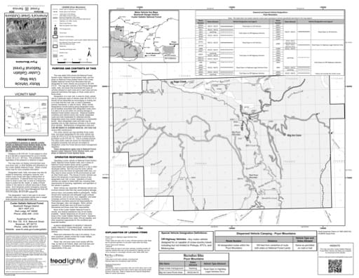 Motor Vehicle Use Map (MVUM) of Pryor Mountains in Custer Gallatin National Forest (NF) in Montana. Published by the U.S. Forest Service (USFS).
