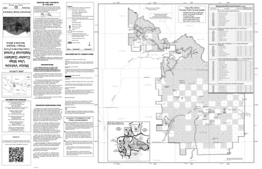 Motor Vehicle Use Map (MVUM) of Crazy Mountains in Custer Gallatin National Forest (NF) in Montana. Published by the U.S. Forest Service (USFS).