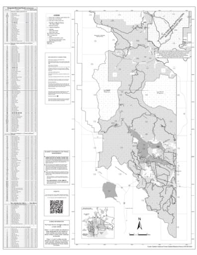Motor Vehicle Use Map (MVUM) of Hebgen Lake Ranger District, Henry’s Lake Range, Southern Madison Range in Custer Gallatin National Forest (NF) in Montana. Published by the U.S. Forest Service (USFS).