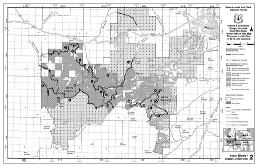 Over-Snow Vehicle Use Map (OSVUM) of South Divide in Helena-Lewis and Clark National Forest (NF) published by the U.S. Forest Service (USFS).