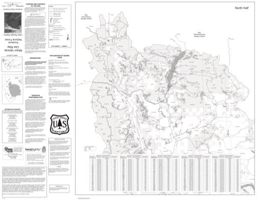 Motor Vehicle Use Map (MVUM) of the Northern part of Libby Ranger District in Kootenai National Forest (NF). Published by the U.S. Forest Service (USFS).