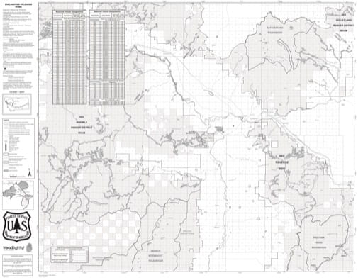 Motor Vehicle Use Map (MVUM) of Missoula Ranger District West in Lolo National Forest (NF) in Montana. Published by the U.S. Forest Service (USFS).