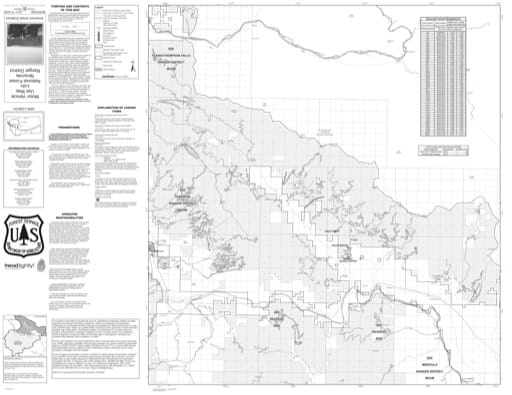 Motor Vehicle Use Map (MVUM) of Ninemile Ranger District North in Lolo National Forest (NF) in Montana. Published by the U.S. Forest Service (USFS).