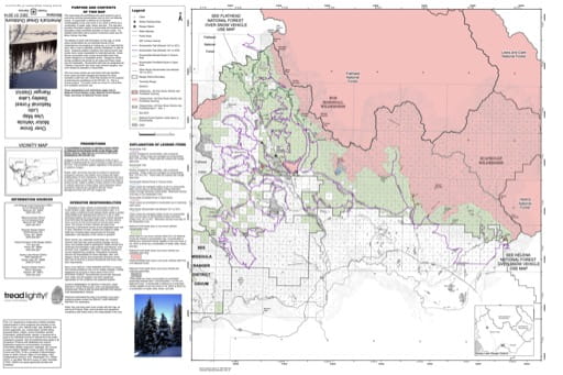 Over Snow Vehicle Use Map (OSVUM) of Seeley Lake District in Lolo National Forest (NF) in Montana. Published by the U.S. Forest Service (USFS).