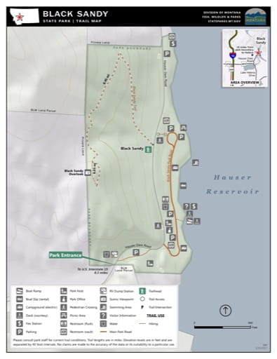 Map of the Trail System in Black Sandy State Park (SP). Published by Montana State Parks.