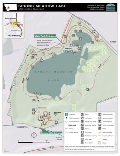 Map of the Trail System in Spring Meadow Lake State Park (SP). Published by Montana State Parks.