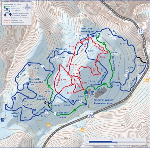 Map of Silver Crest Winter Trails in Helena-Lewis and Clark National Forest (NF). Published by the U.S. Forest Service (USFS).