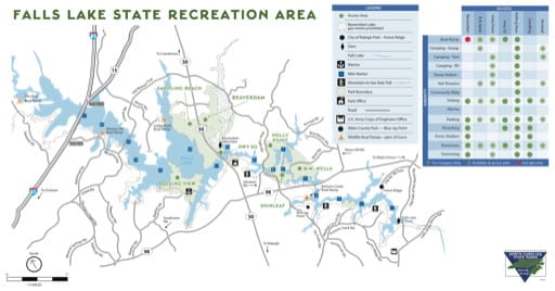 Map Of Falls Lake Nc Falls Lake - Visitor Map