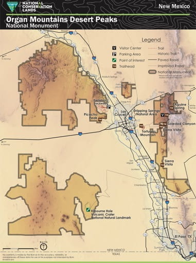 map of Organ Mountains Desert Peaks - Visitor Map