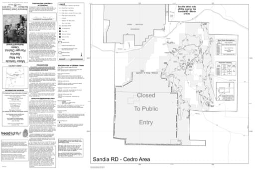 map of Cibola MVUM - Sandia - Cedro Area 2014