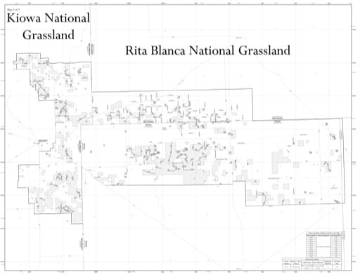 Motor Vehicle Use Map (MVUM) of Rita Blanca National Grassland (NG) in New Mexico, Oklahoma, Texas. Published by the U.S. Forest Service (USFS).