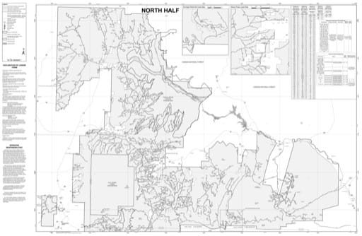 Motor Vehicle Use Map (MVUM) of the Northwestern area of Santa Fe National Forest (NF) in New Mexico. Published by the U.S. Forest Service (USFS).