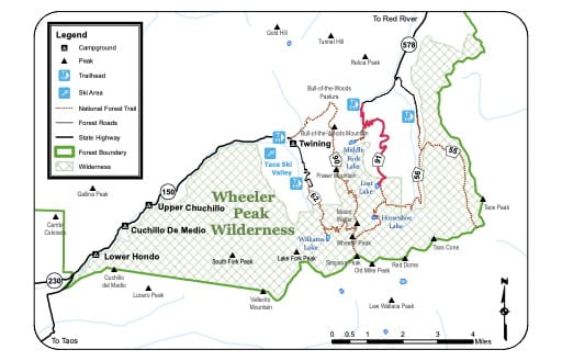map of Wheeler Peak - Wilderness Map