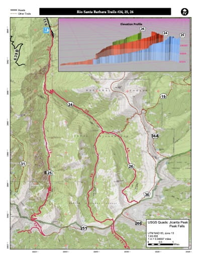 map of Carson - Rio Santa Barbara Trails #24, 25, 26