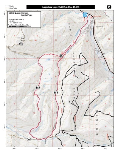 map of Carson - Angostura Loop Trail #9A, 19A, 19, 493