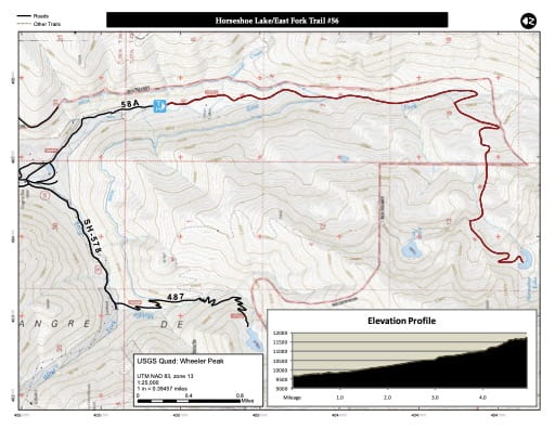 map of Carson - Horseshoe Lake/East Fork Trail #56