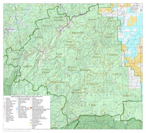 Grazing Management Map with Range Allotments of Reserve Ranger District in Gila National Forest (NF) in New Mexico. Published by the U.S. Forest Service (USFS).