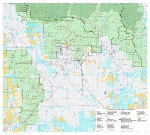 Grazing Management Map with Range Allotments of Silver City Ranger District in Gila National Forest (NF) in New Mexico. Published by the U.S. Forest Service (USFS).