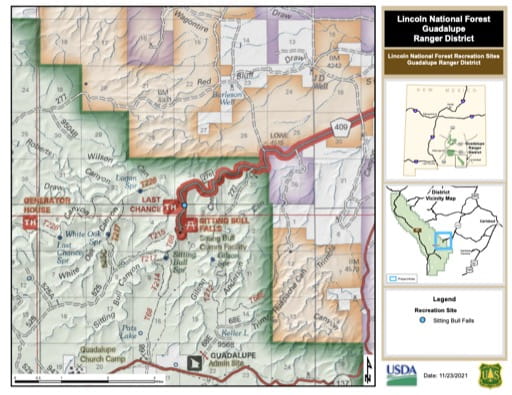 Recreation Map of Guadalupe Ranger District (RD) in Lincoln National Forest (NF) in New Mexico. Published by the U.S. Forest Service (USFS).