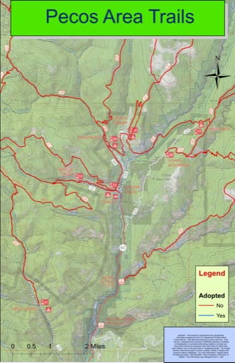 map of Pecos - Trail System