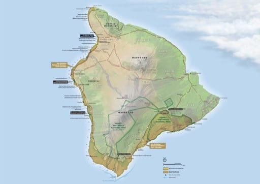 Official visitor map of Ala Kahakai National Historic Trail (NHT) in Hawaiʻi. Published by the National Park Service (NPS).
