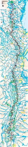 Tail Map of Appalachian National Scenic Trail (NST) in Connecticut, Georgia, Massachusetts, Maryland, Maine, North Carolina, New Hampshire, New Jersey, New York, Pennsylvania, Tennessee, Virginia, Vermont, West Virginia. Published by the National Park Service (NPS).