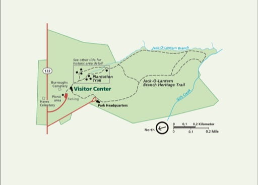 Official Visitor Map of Booker T Washington National Monument (NM) in Virginia. Published by the National Park Service (NPS).