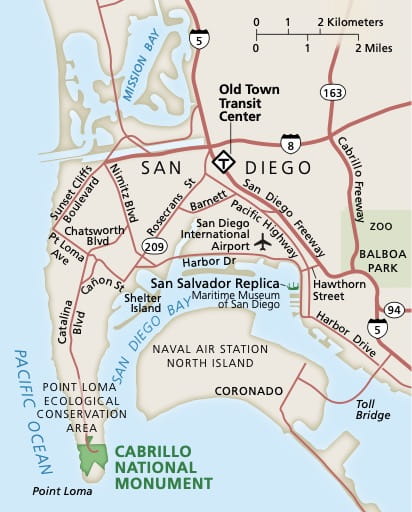 Area map of Cabrillo National Monument (NM) in California. Published by the National Park Service (NPS).