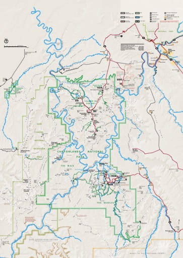 Official Visitor Map of Canyonlands National Park (NP) in Utah. Published by the National Park Service (NPS).