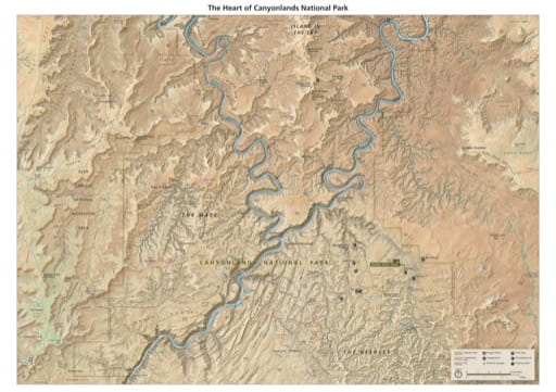 Map of The Heart of Canyonlands National Park (NP) in Utah. Published by the National Park Service (NPS).