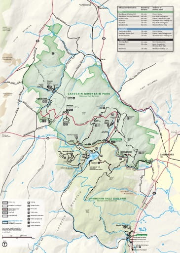 Official visitor map of Catoctin Mountain Park in Maryland. Published by the National Park Service (NPS).