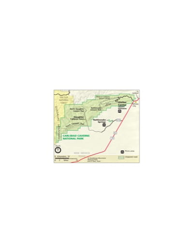 Official visitor map of Carlsbad Caverns National Park (NP) in New Mexico. Published by the National Park Service (NPS).