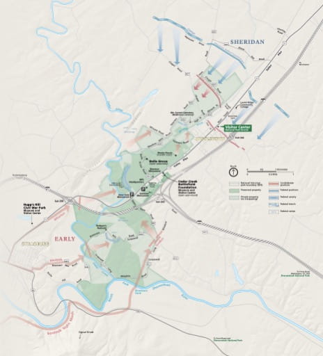 Official Visitor Map of Cedar Creek & Belle Grove National Historical Park (NHP) in Virginia. Published by the National Park Service (NPS).