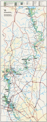 Official visitor map of Chattahoochee River National Recreation Area (NRA) in Georgia. Published by the National Park Service (NPS).