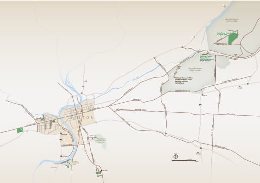 Official visitor map of Dayton Aviation Heritage National Historical Park (NHP) in Ohio. Published by the National Park Service (NPS).