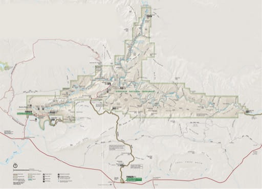 Official Visitor Map of Dinosaur National Monument (NM) in Colorado and Utah. Published by the National Park Service (NPS).