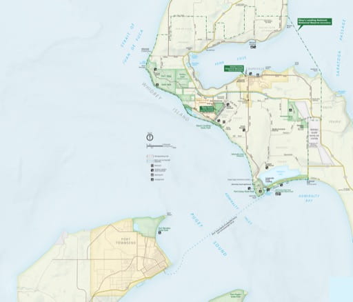 Official visitor map of Ebey's Landing National Historic Reserve (NHR) in Washington. Published by the National Park Service (NPS).
