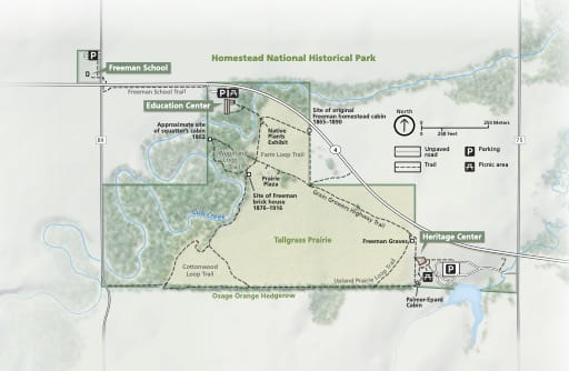 Official Visitor Map of Homestead National Historical Park (NHP) in Nebraska. Published by the National Park Service (NPS).
