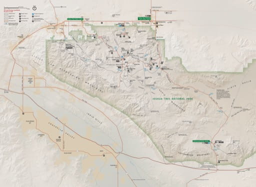 Official Visitor Map of Joshua Tree National Park (NP) in California. Published by the National Park Service (NPS).