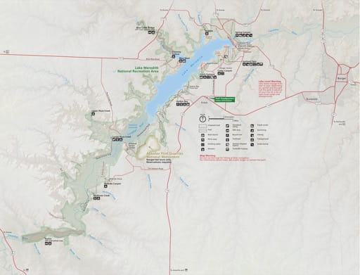 Official Visitor Map of Lake Meredith National Recreation Area (NRA) in Texas. Published by the National Park Service (NPS).