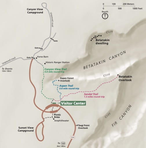 Official visitor map of Navajo National Monument (NM) in Arizona. Published by the National Park Service (NPS).