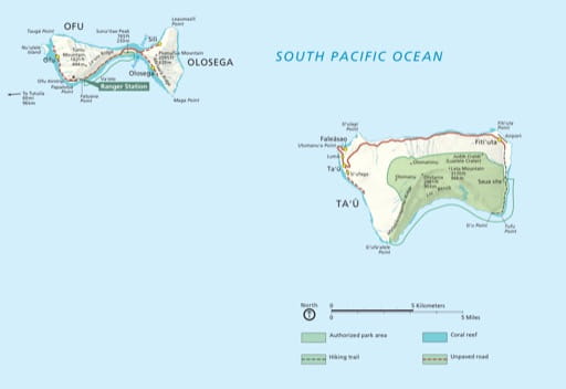 Official visitor map of National Park of American Samoa (NP). Published by the National Park Service (NPS).