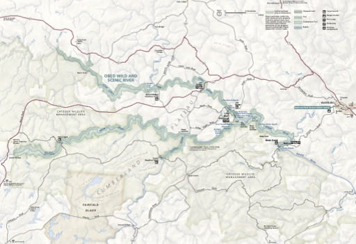 Official Visitor Map of Obed Wild & Scenic River (WSR) in Tennessee. Published by the National Park Service (NPS).