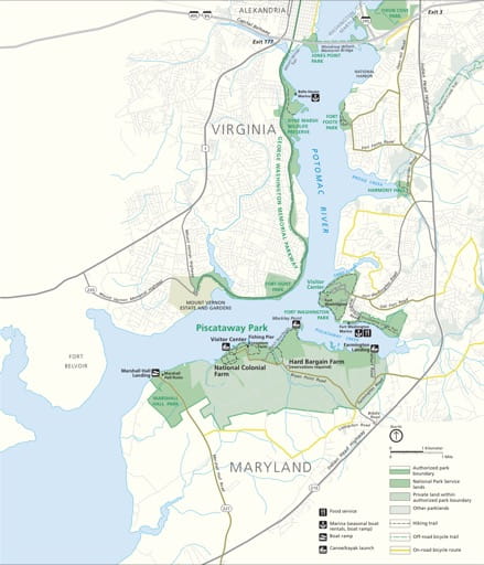 Official Visitor Map of Piscataway Park in Maryland. Published by the National Park Service (NPS).