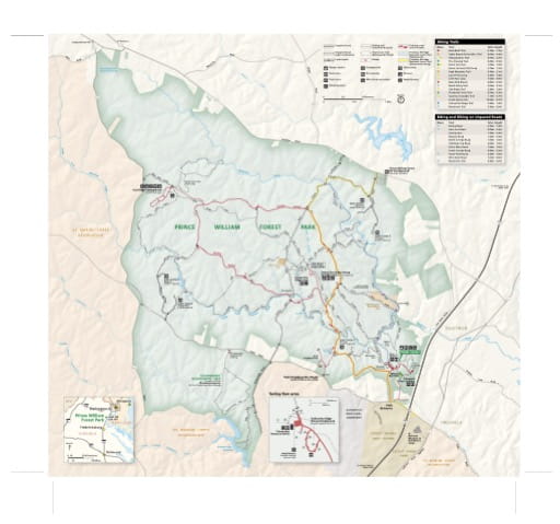 Official visitor map of Prince William Forest Park in Virginia. Published by the National Park Service (NPS).